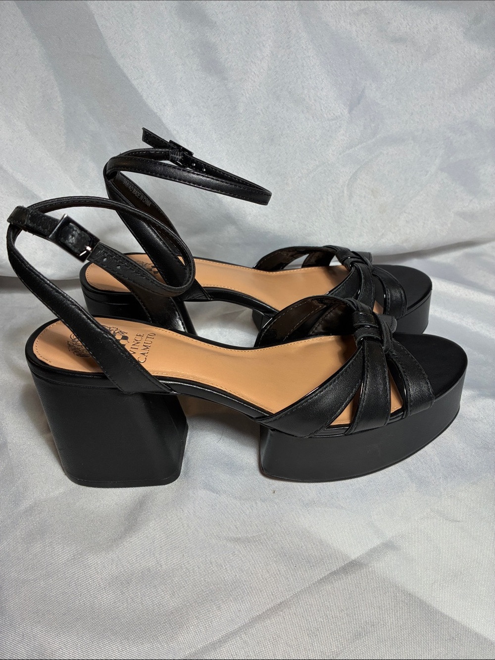 Vince Camuto Black Platform Knot-Strap Sandals